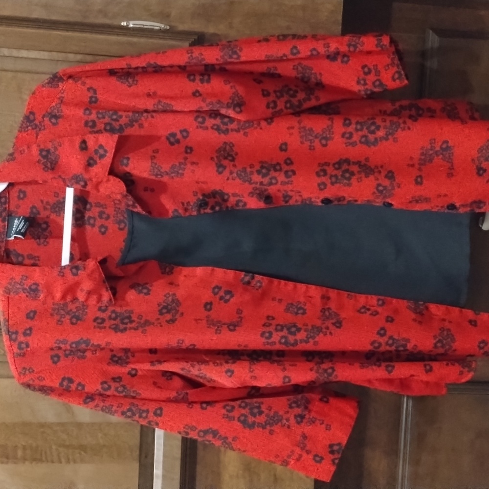 Red and black women's blouse